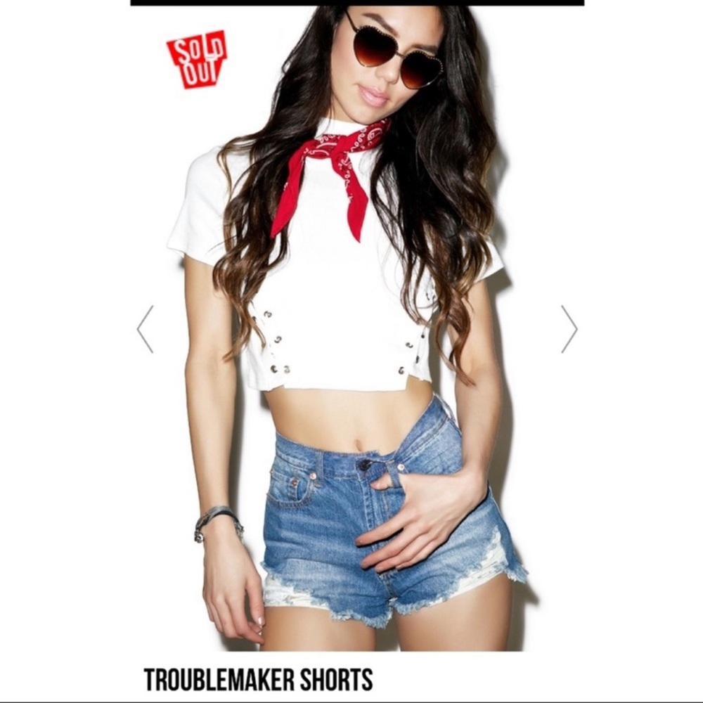 Trouble Maker Signature High Waisted Denim Shorts Size Small Dolls Kill